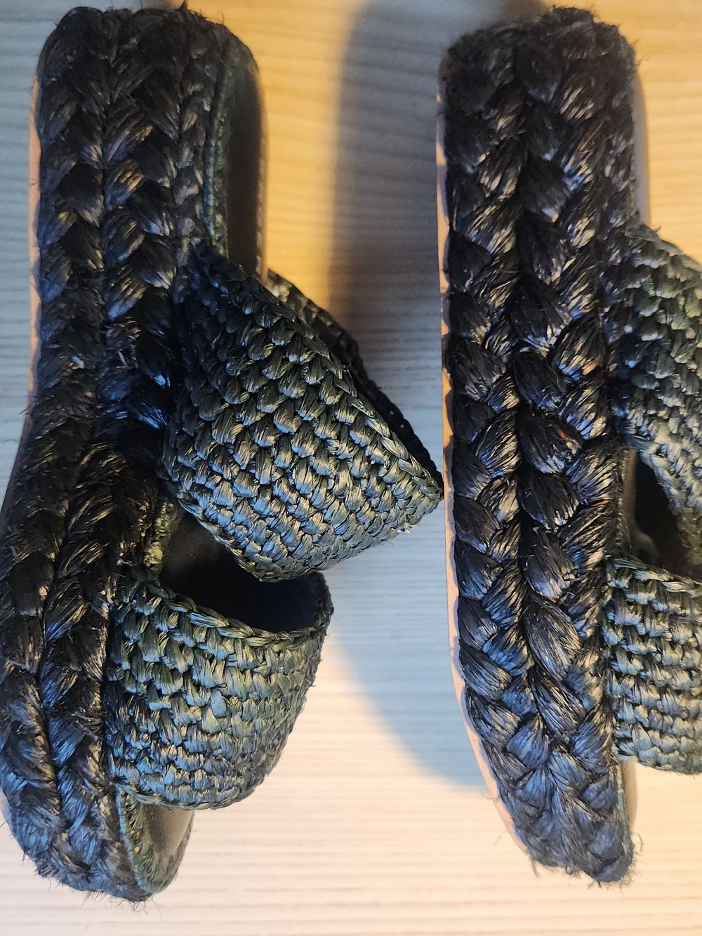 Robert Clergerie Black Raffia Platform Slides
